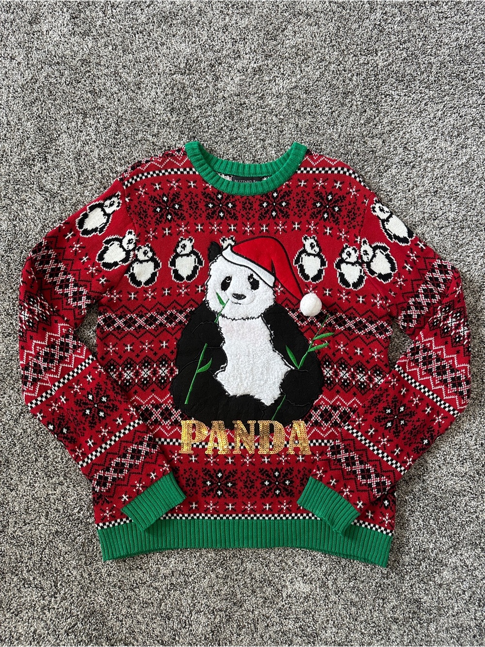 Men's Red Holiday Panda Crewneck Sweater